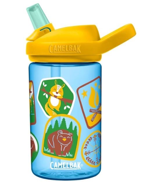 CamelBak Kid's Eddy+ Water Bottle, Explorer Patches, 0.4 Litre Capacity