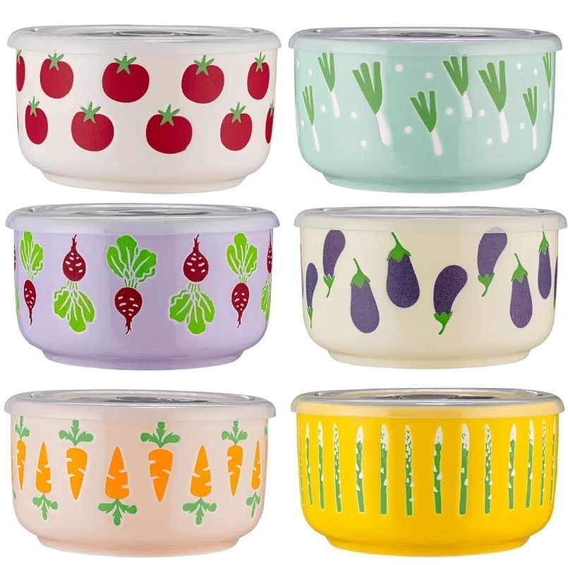 KIRKLAND Signature Housewares Microwave Bowls with Lids Veggie 6 Piece Set