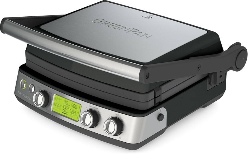 GREENPAN Elite Contact Grill, Matte Black, Model CC006848-003.