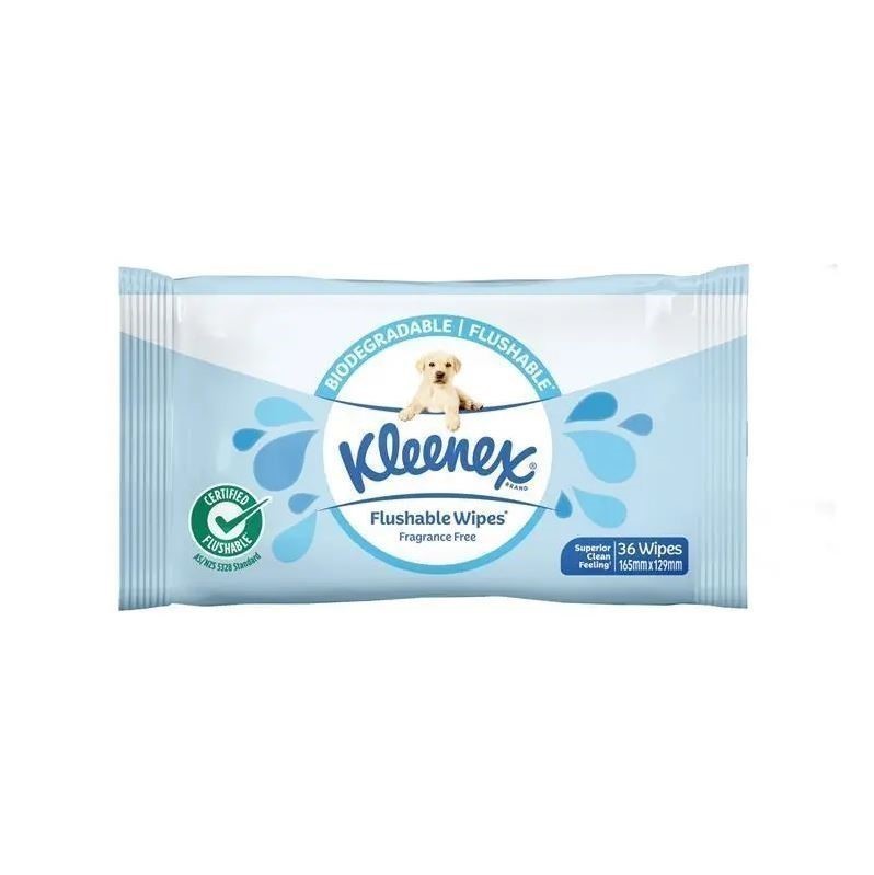 12 x Pack of 36pc KLEENEX Complete Clean Flushies Flushable Moist Toilet Ti