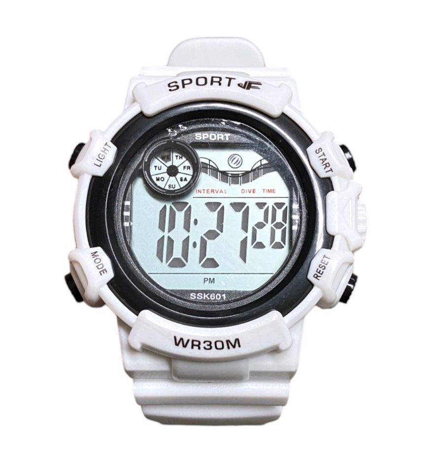 JF Sport Digital Fashion Watch, 30m Water Resistant, White. Buyers Note -