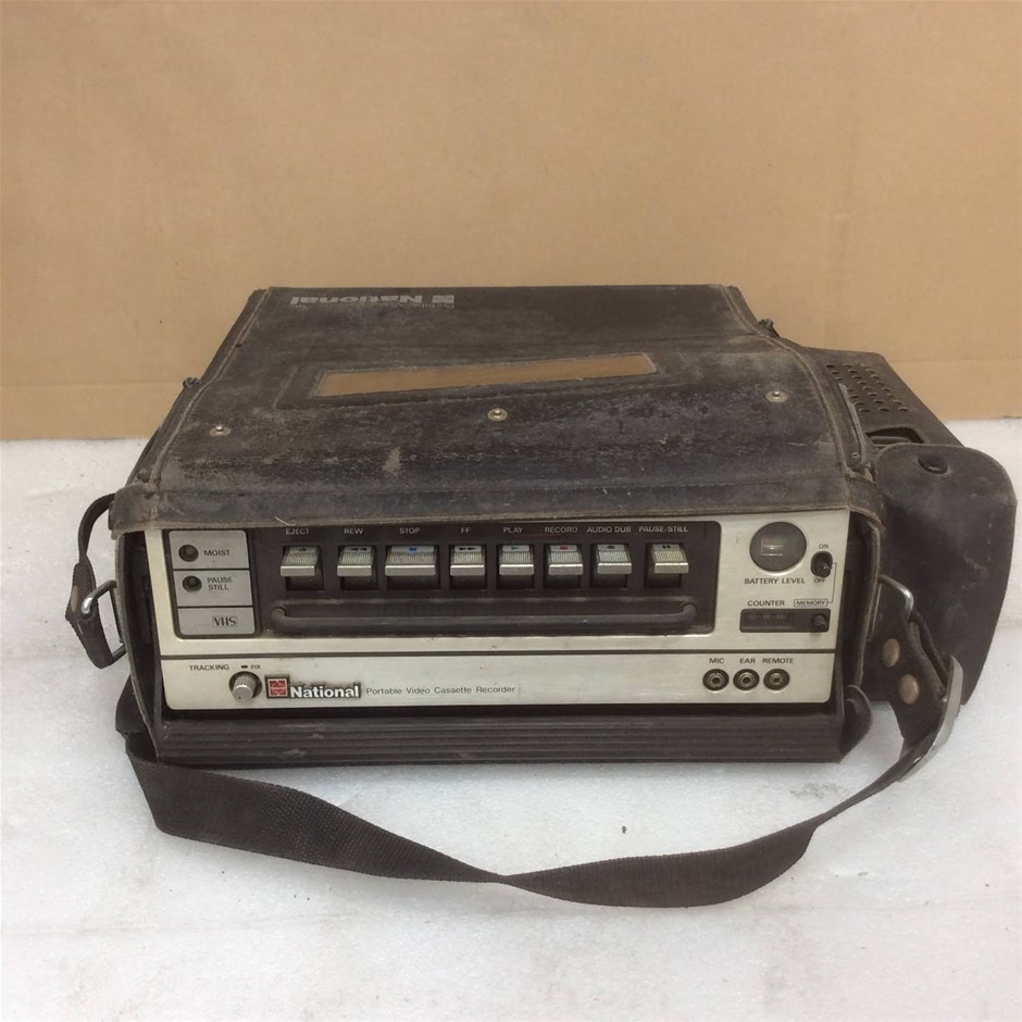National Portable VHS Video Cassette Recorder With Panasonic Colour TV