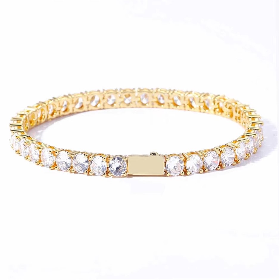 18K Gold-Filled 5MM Tennis Bracelet with Simulated Diamonds - 20.3cm