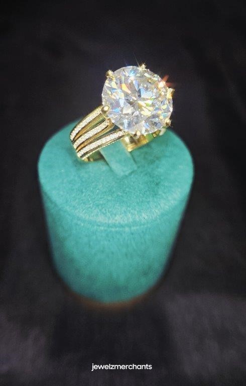 5.0ct GRA Moissanite White 18k Solid Yellow Gold Vermeil Ring -8US-VVS1