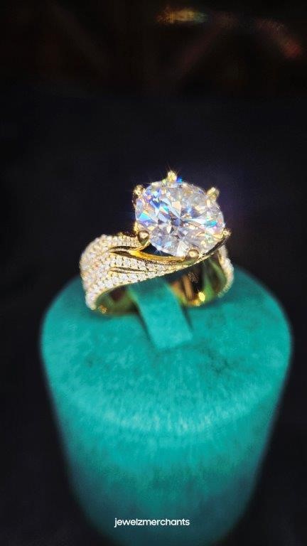 5.0ct GRA Moissanite white 18k Solid Yellow Gold Vermeil Ring -7US
