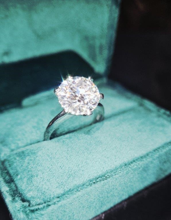 5.0ct GRA  Moissanite white  18k Solid White Gold Vermeil Ring  -9US-VVS1