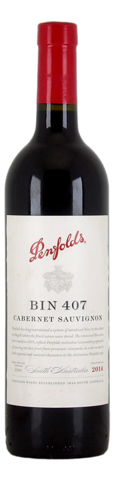Penfolds `Bin 407` Cabernet Sauvignon 2014 (1 x 750mL) SA.