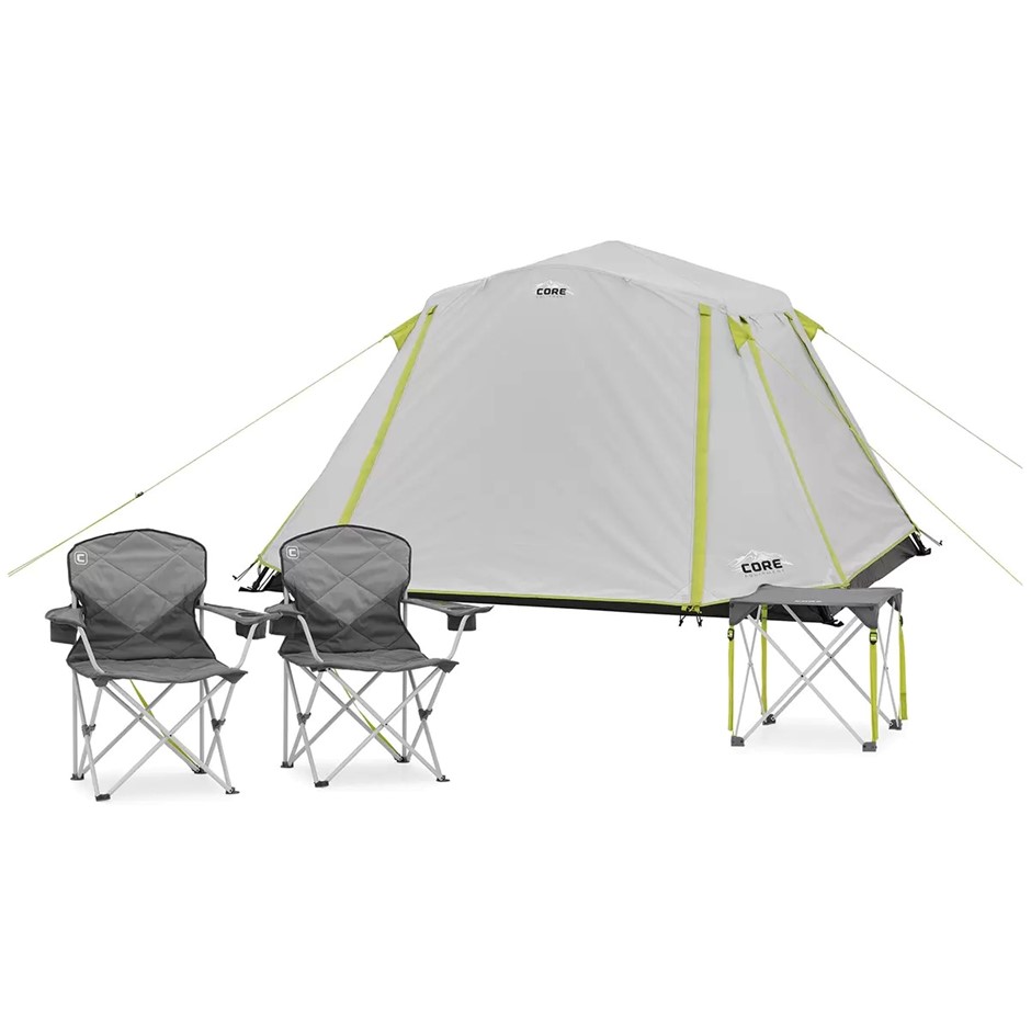 CORE 4-Piece Camping Combo Set, Includes 1x Tent, 2x Chairs and 1x Table, T