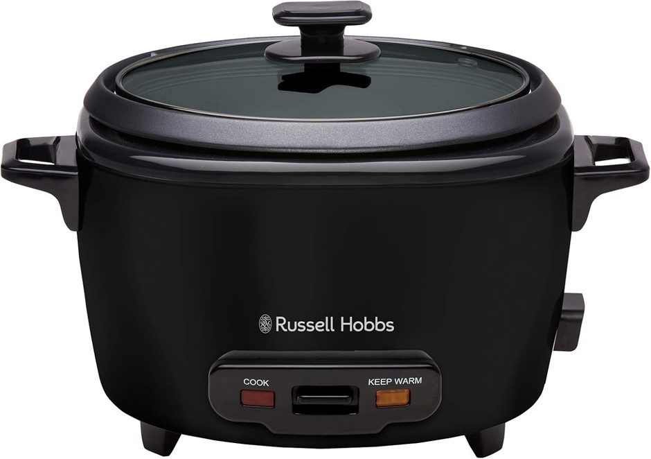 RUSSELL HOBBS Turbo Rice Cooker, 10 Cup Capacity, Matte Black. NB: Minor Us