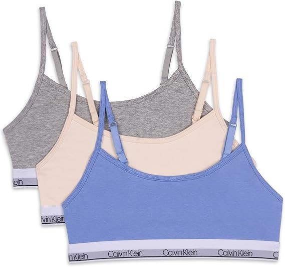 Calvin Klein Girls' Girls 3 Pack Cropped Bralettes