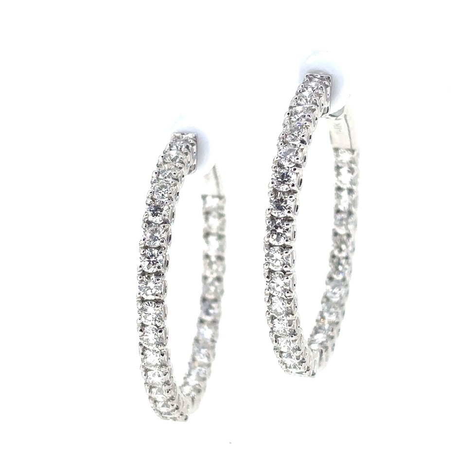 3.85ct 54 Stones Round VS/F-G Dia. Earrings 14K White Gold