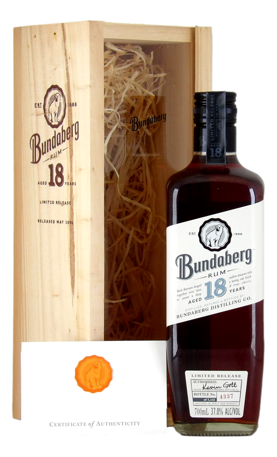 Bundaberg Rum 18 yr old (1x 700mL), QLD.
