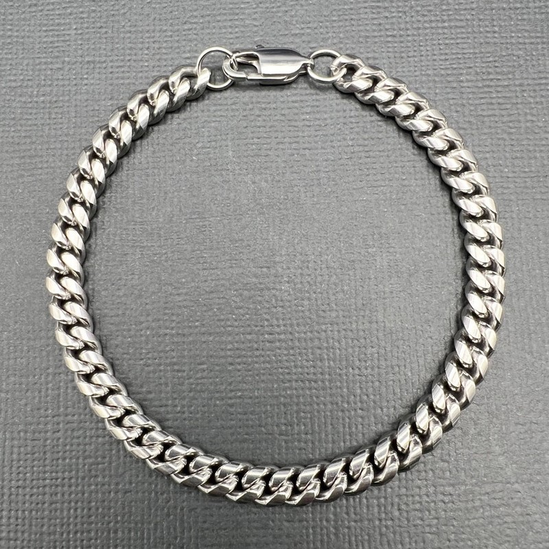 Silver-Filled Cuban Link Chain Bracelet, 6MM Wide - 19cm