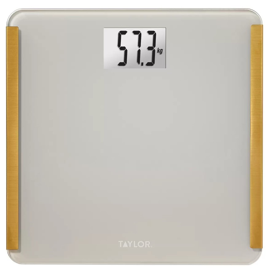 TAYLOR Bathroom Scale Gold Tone With Battery. NB: Minor Use, Not In Origina