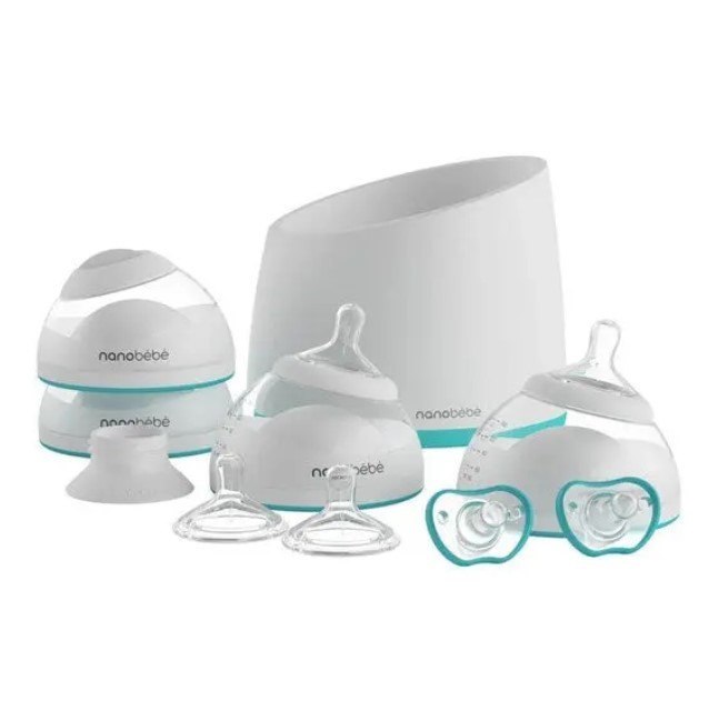 NANOBEBE Breastmilk Baby Bottle Anti-Colic Starter Set with Warming Bowl, S