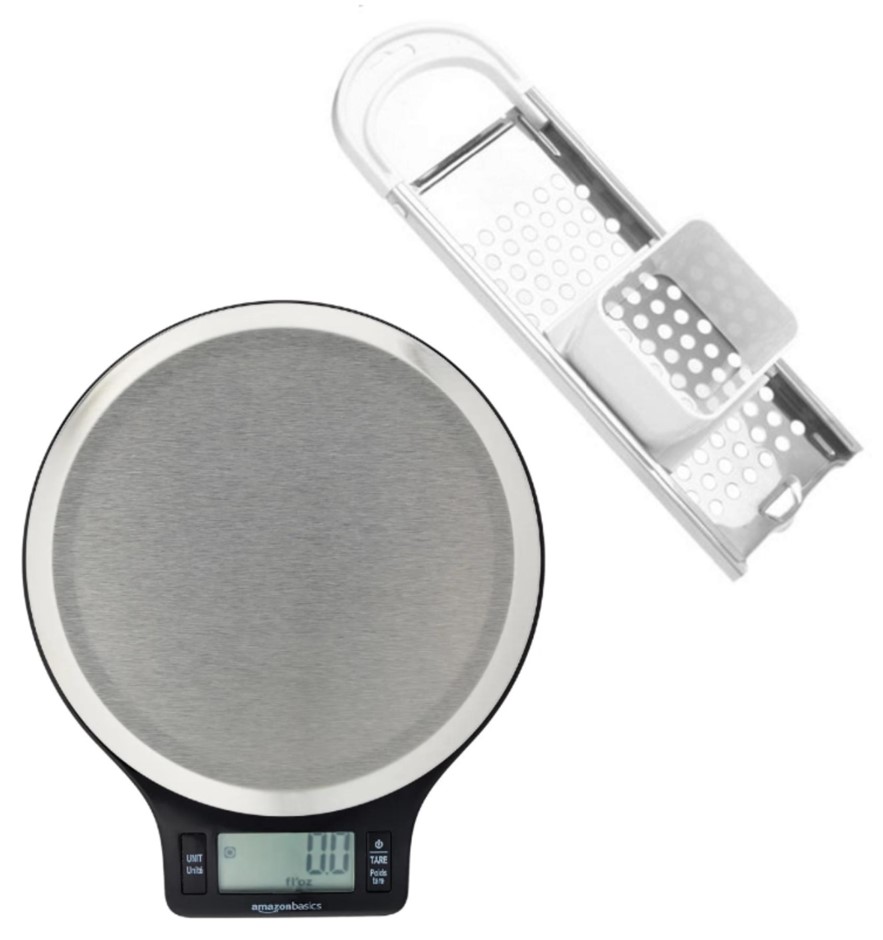 2 x Assorted Kitchen: x1 AMAZON BASICS Digital Kitchen Scale with LCD Displ