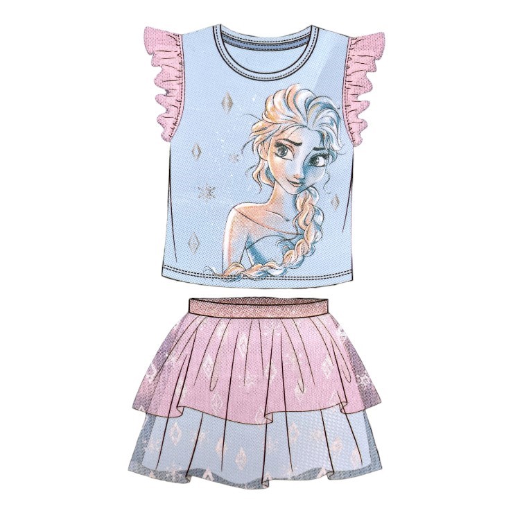 DISNEY Character Tee & Tutu Set, Size 6, Frozen/Blue.