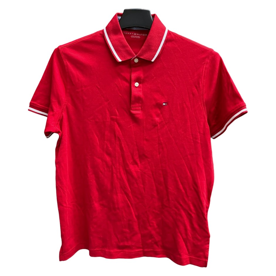 TOMMY HILFIGER Men's Richard Tip SS Polo, Size S, 100% Cotton, Red (XLG). N