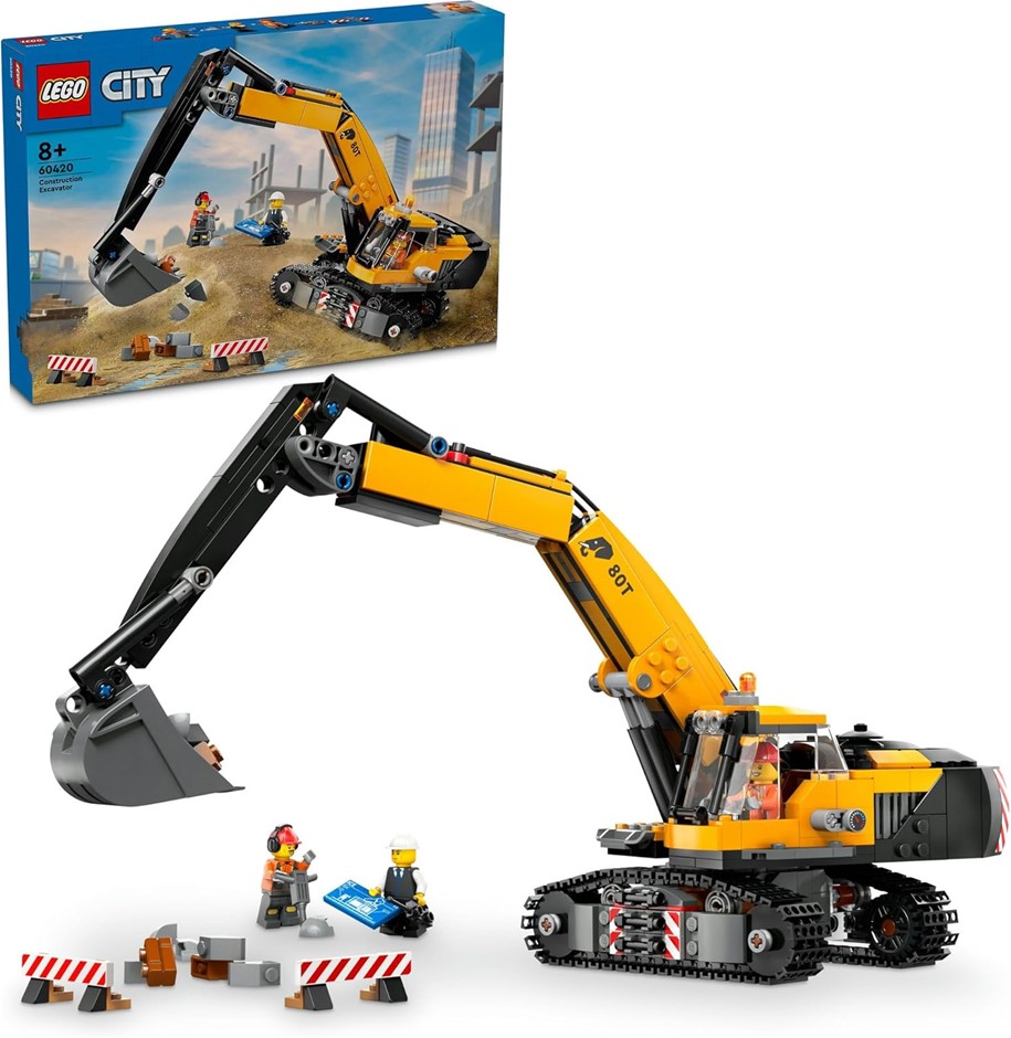 LEGO City Yellow Construction Excavator, Digger Truck Toy for 8 Plus Year O