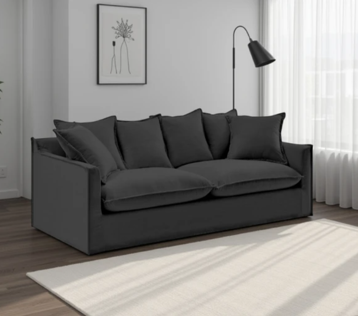 BROSA Palermo 3 Seater Sofa (Night Black) NB: More Grey in Person, Photo as