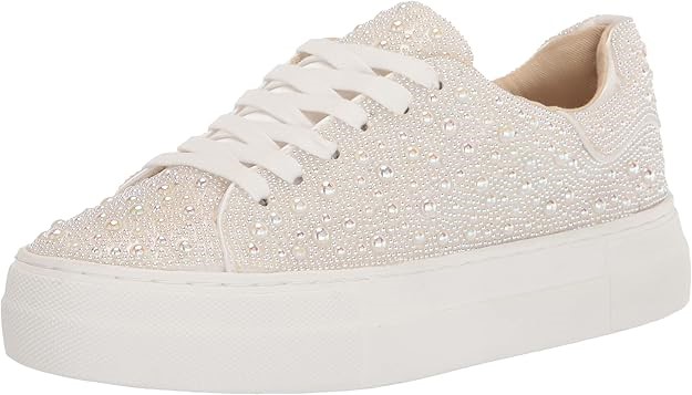 Betsey Johnson Women's Sidny Sneaker, Pearl, 8.5