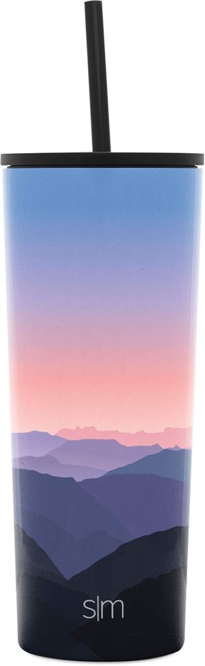 SIMPLE MODERN Insulated Tumbler w/ Lid & Straw, 24 oz, Colour: Aplenglow.