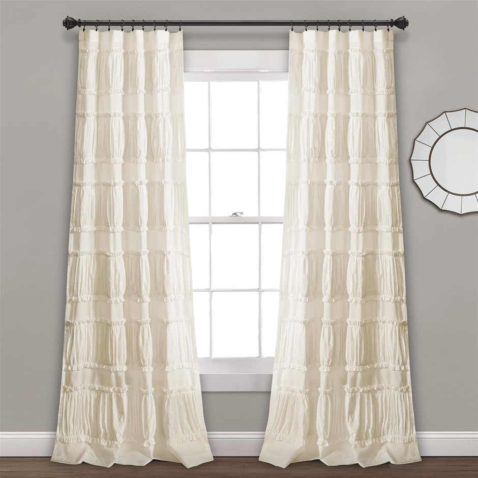 LUSH DECOR Nova Ruffle Window Curtain Panel Pair. Size: 42" W x 84" L. Colo