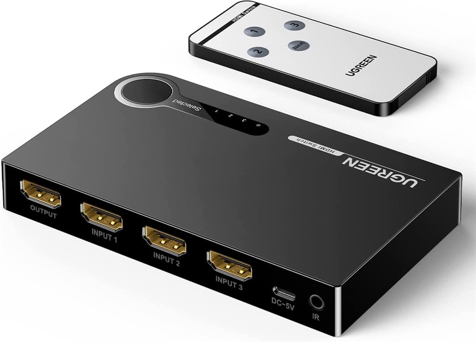 UGREEN 3-Port HDMI Switch (3 In, 1 Out) with IR Remote Control. NB: Well Us