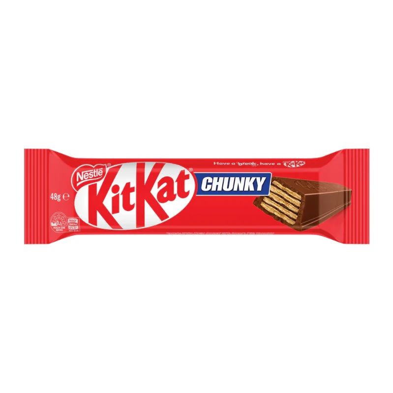 36 x KITKAT Chunky Chocolate Bar, 48g. NB: Approx. 5 x Bars squished. Best