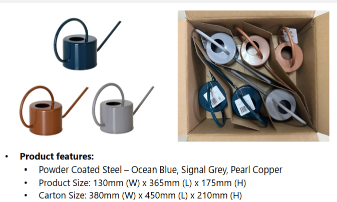 Willow Mixed Colour Watering Cans - Quantity Pack of 8