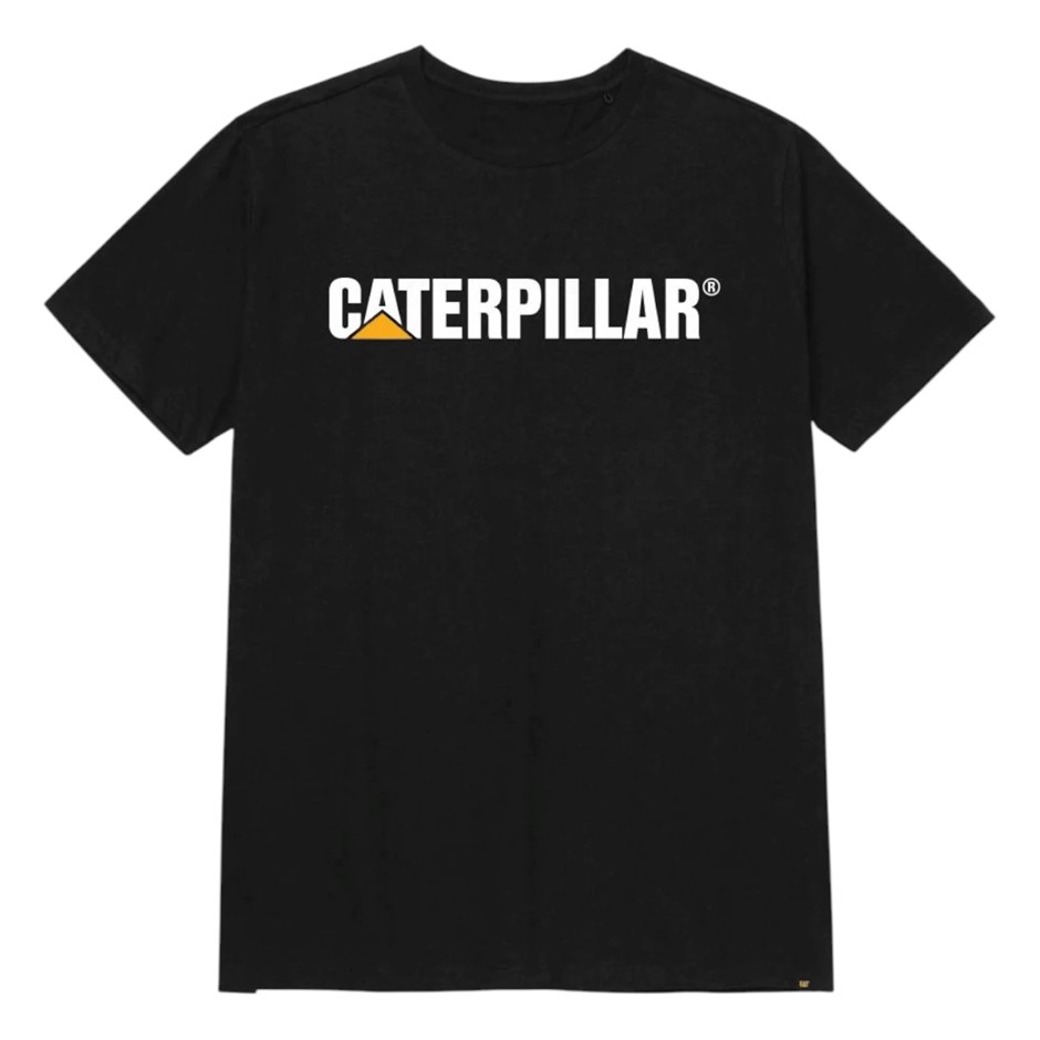 2 x CATERPILLAR Traditional Logo Tee, Size S, 60% Cotton, Black (10121), 80