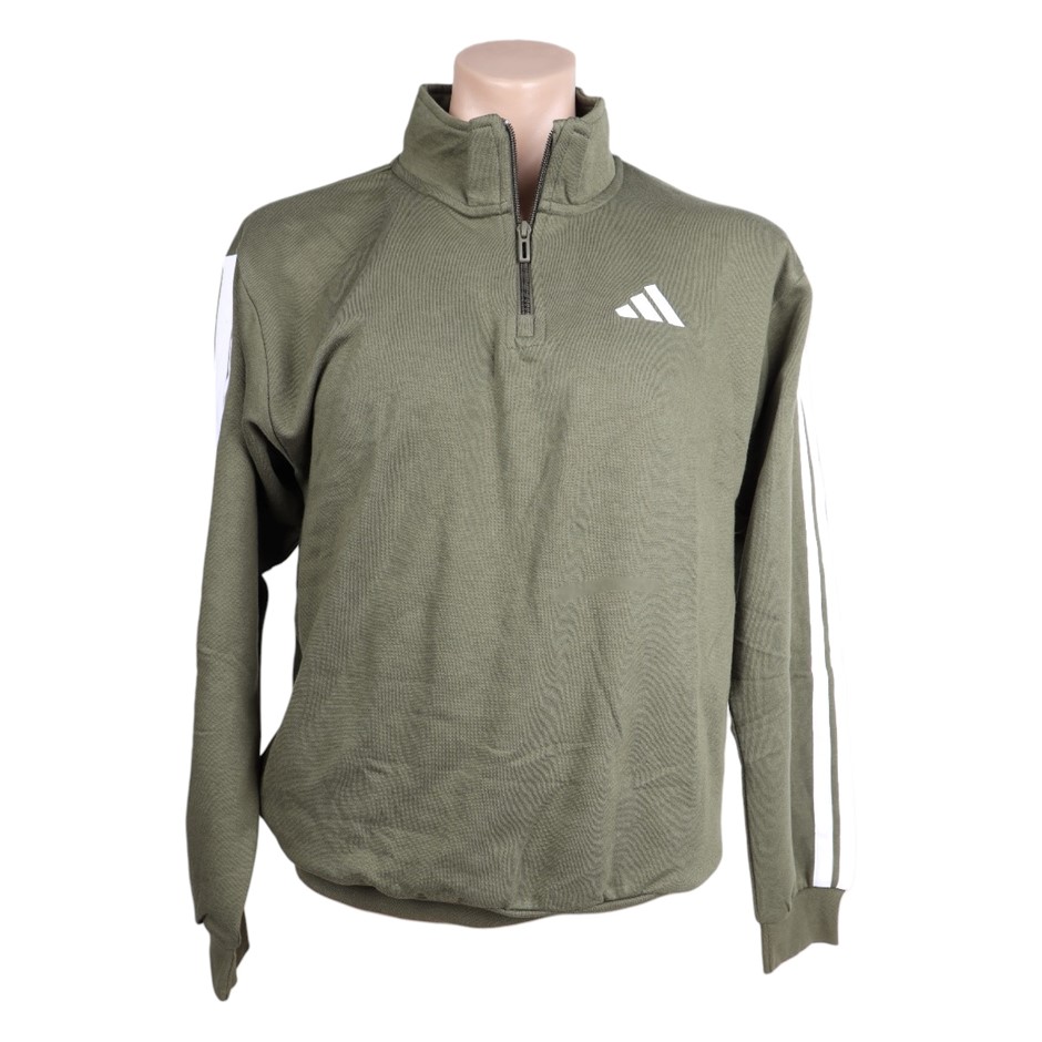 ADIDAS Men's Fleece 3S 1/4 Zip Sweater, Size AU 3XL, 70% Cotton, Olive Stra