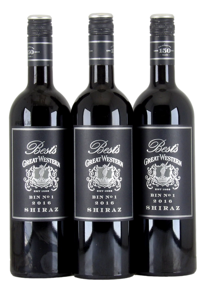Best`s Great Western Bin No. 1 Shiraz 2016 (3x 750mL), VIC.