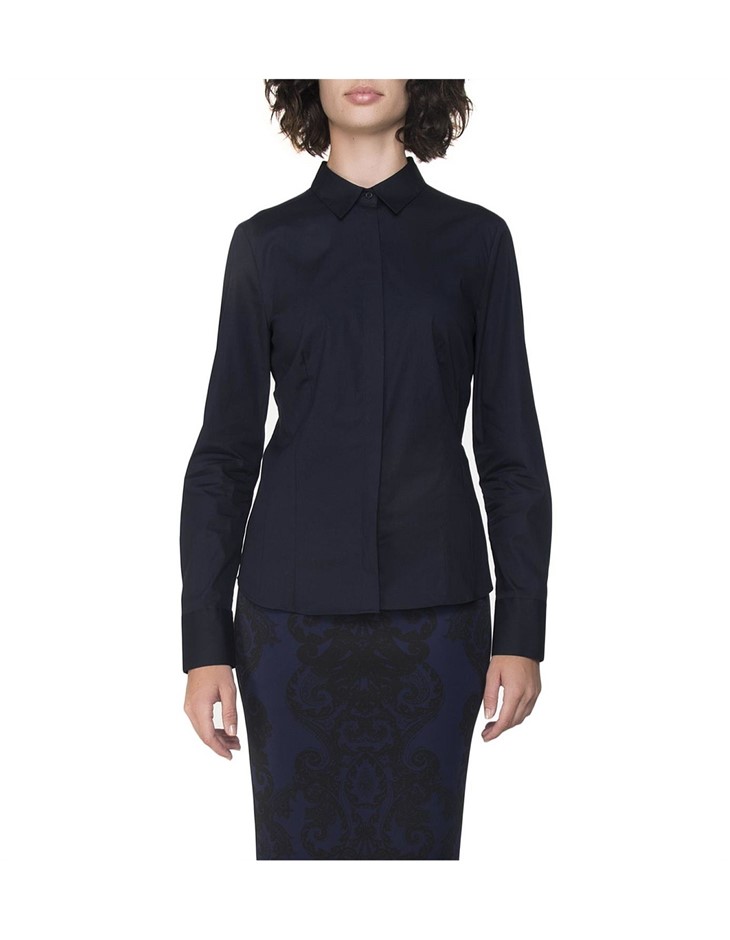 STUDIO.W Women's Fitted Shirt, Size 10, Navy, Cotton. RRP: $69.95. Buyers
