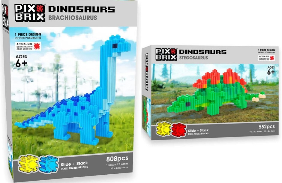 2 x PIX Brix Pixel Art Puzzle Bricks Dinosaur Building Sets: Brachiosaurus