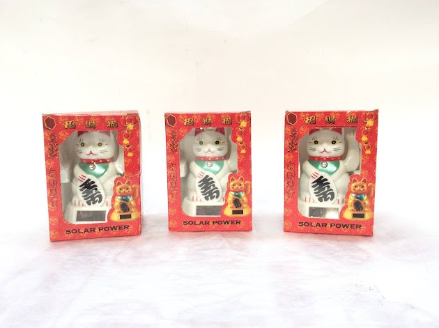 Mix Brand Lucky Cat Solar Power Waving Arm Cat - New (Lot of 3)