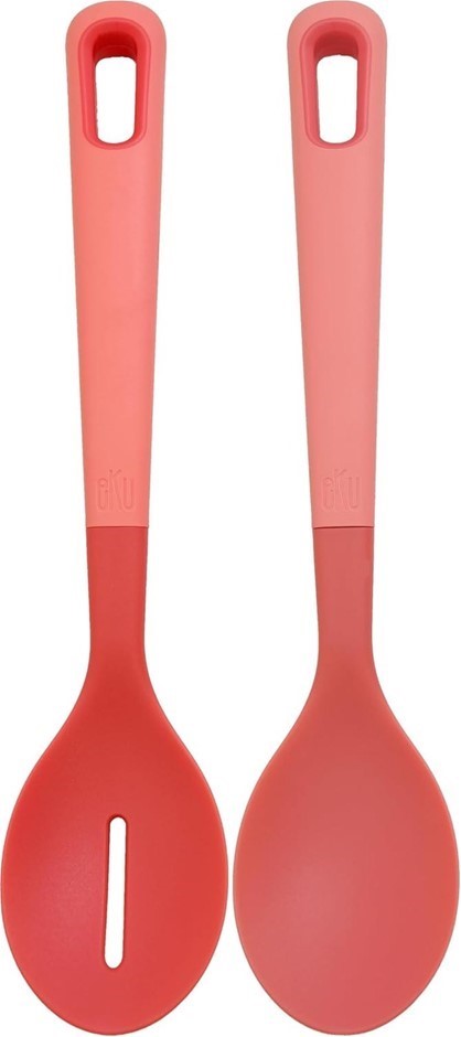 2 x EKU: Upcycle Slotted Spoon, Solid Spoon, Salmon Pink