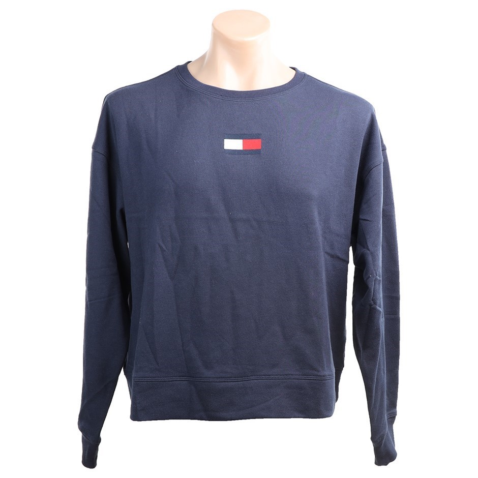TOMMY HILFIGER Women's French Terry Pullover, Size M, 60% Cotton, Navy (NVY