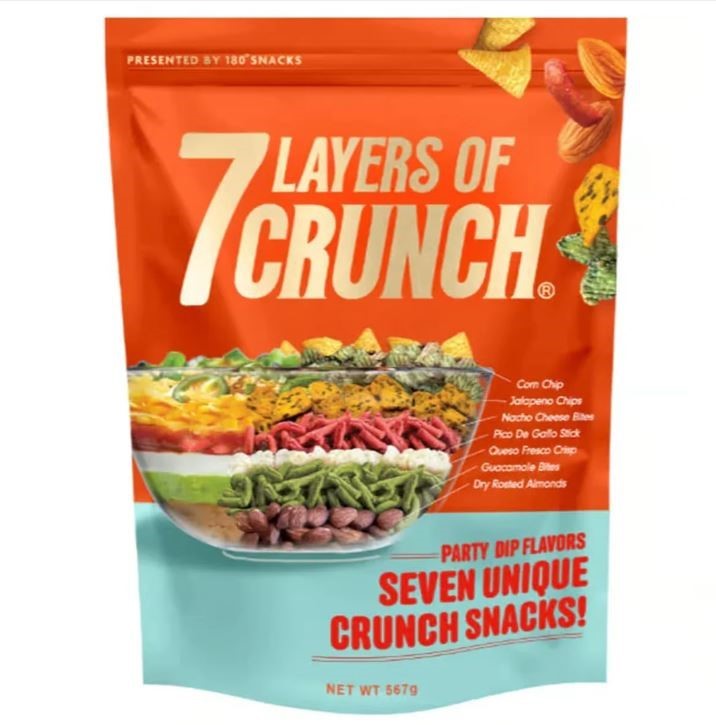 2 x 180° SNACKS 7 Layers Of Crunch, California Style Snack Mix, 567g Net. B