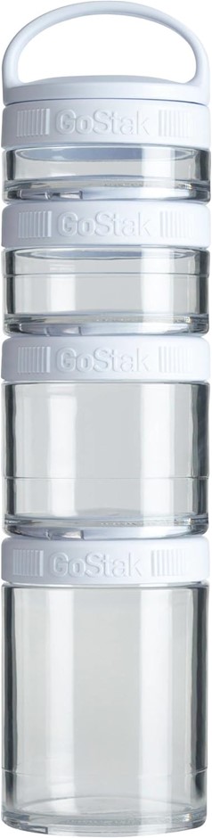 BLENDER BOTTLE 4-Piece GoStak Twist n' Lock Storage Jars Starter Pack, Whit