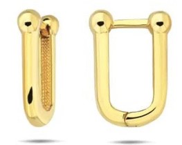 9K Yellow Gold INDUSTRIAL HUGGIE EARRINGS