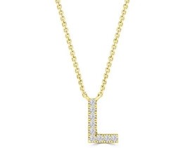 9K YELLOW GOLD 'L' 0.06 HI I1 DIAMOND NECKLACE 40+5cm