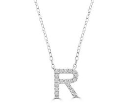 9K WHITE GOLD 'R' 0.09 HI I1 DIAMOND NECKLACE 40+5cm