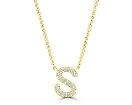 9K YELLOW GOLD 'S' 0.06 HI I1 DIAMOND NECKLACE 40+5cm