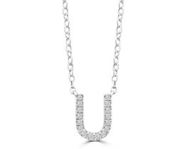 9K WHITE GOLD 'U' 0.06 HI I1 DIAMOND NECKLACE 40+5cm