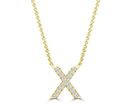 9K YELLOW GOLD 'X' 0.06 HI I1 DIAMOND NECKLACE 40+5cm