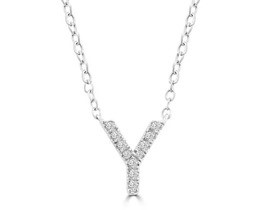9K WHITE GOLD 'Y' 0.06 HI I1 DIAMOND NECKLACE 40+5cm