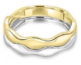 9K Yellow Gold & WHITE GOLD SOLID DOUBLEWAVE RING