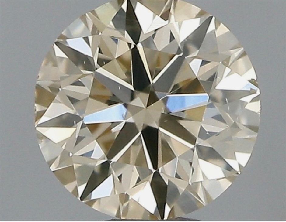 1.204ct One Stone NATURAL Dia. Round Light Brown/VS2 With CGL Cert.