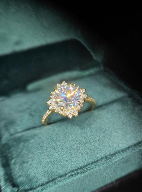 2.0ct GRA Moissanite White 18k Solid Yellow Gold Vermeil Ring -8US